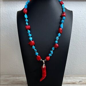 Southwest inspired stone and coral necklace